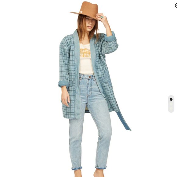 Billabong x Wrangler cardigan Down to Earth Quilted Denim Kimono Jacket. Size M. - Picture 9 of 9